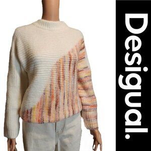 Desigual Asymmetric design pullover NWT White Small Discoloration on sleeve